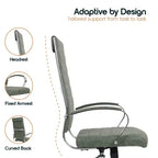 Chaise de bureau LeisureMod Benmar en cuir côtelé à dossier haut - Chaise de bureau exécutive moderne pivotante et inclinable - Base chromée