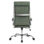 Chaise de bureau LeisureMod Benmar en cuir côtelé à dossier haut - Chaise de bureau exécutive moderne pivotante et inclinable - Base chromée