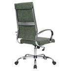 Chaise de bureau LeisureMod Benmar en cuir côtelé à dossier haut - Chaise de bureau exécutive moderne pivotante et inclinable - Base chromée
