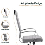 Chaise de bureau LeisureMod Benmar en cuir côtelé à dossier haut - Chaise de bureau exécutive moderne pivotante et inclinable - Base chromée