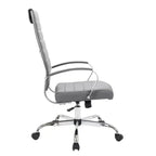 Chaise de bureau LeisureMod Benmar en cuir côtelé à dossier haut - Chaise de bureau exécutive moderne pivotante et inclinable - Base chromée