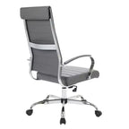 Chaise de bureau LeisureMod Benmar en cuir côtelé à dossier haut - Chaise de bureau exécutive moderne pivotante et inclinable - Base chromée