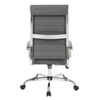 Chaise de bureau LeisureMod Benmar en cuir côtelé à dossier haut - Chaise de bureau exécutive moderne pivotante et inclinable - Base chromée