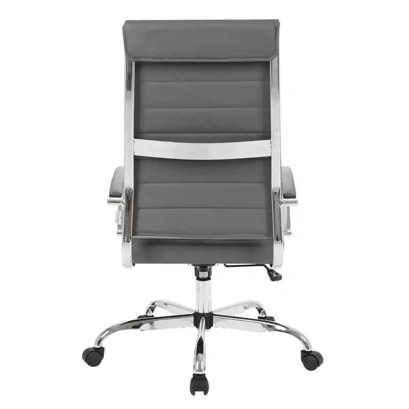 Chaise de bureau LeisureMod Benmar en cuir côtelé à dossier haut - Chaise de bureau exécutive moderne pivotante et inclinable - Base chromée