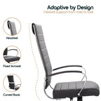 Chaise de bureau LeisureMod Benmar en cuir côtelé à dossier haut - Chaise de bureau exécutive moderne pivotante et inclinable - Base chromée