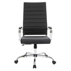 Chaise de bureau LeisureMod Benmar en cuir côtelé à dossier haut - Chaise de bureau exécutive moderne pivotante et inclinable - Base chromée