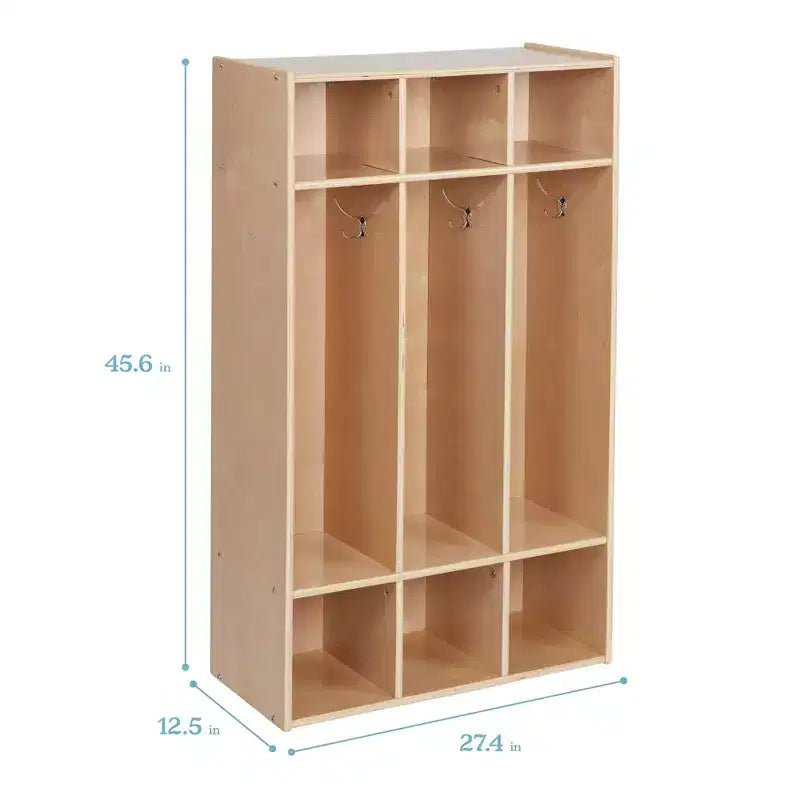 Casier à manteaux 3 sections ECR4Kids Streamline avec rangement à casiers, mobilier de classe