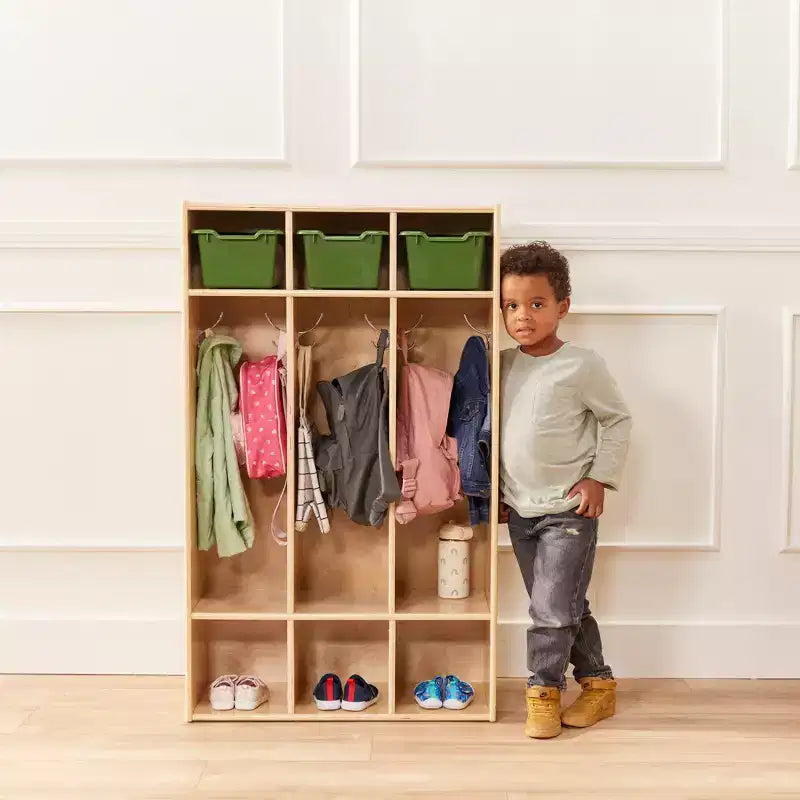 Casier à manteaux 3 sections ECR4Kids Streamline avec rangement à casiers, mobilier de classe