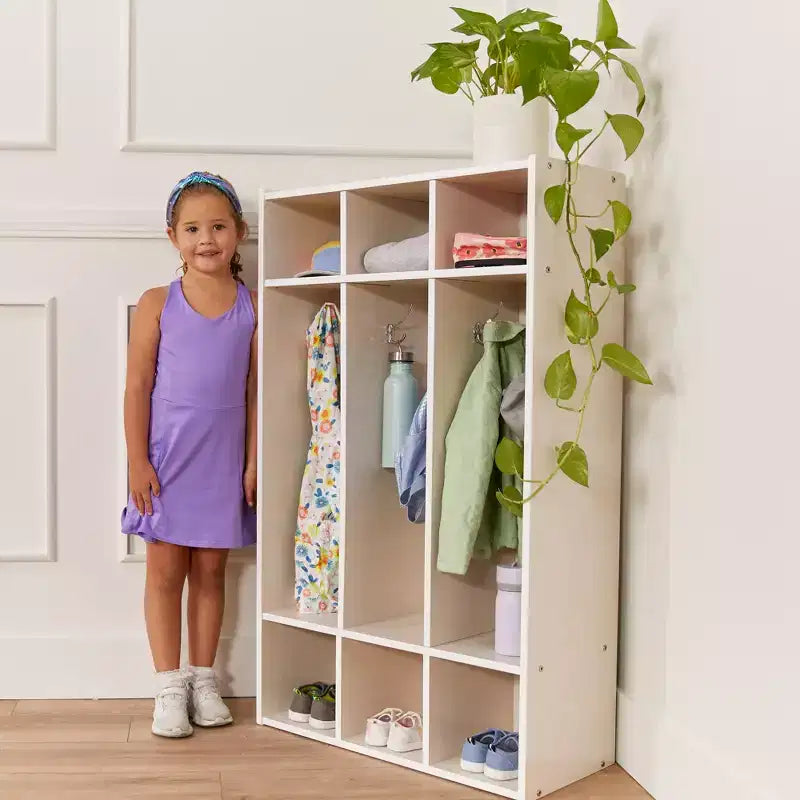Casier à manteaux 3 sections ECR4Kids Streamline avec rangement à casiers, mobilier de classe