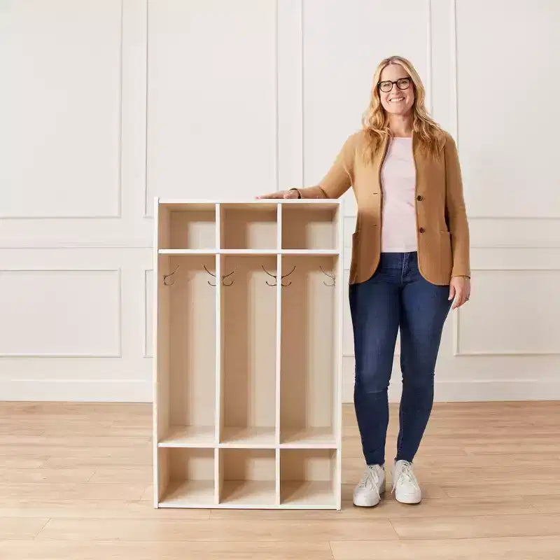 Casier à manteaux 3 sections ECR4Kids Streamline avec rangement à casiers, mobilier de classe