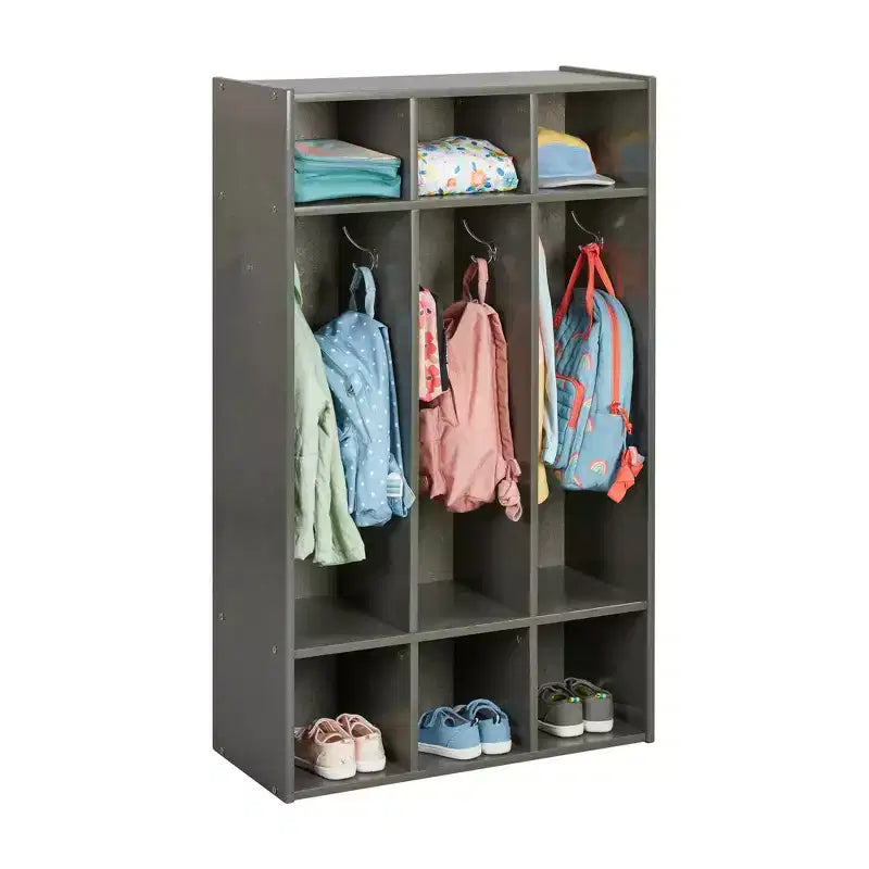Casier à manteaux 3 sections ECR4Kids Streamline avec rangement à casiers, mobilier de classe