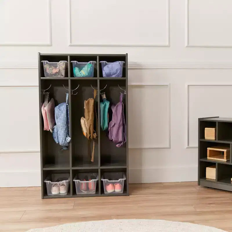 Casier à manteaux 3 sections ECR4Kids Streamline avec rangement à casiers, mobilier de classe