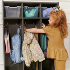 Casier à manteaux 3 sections ECR4Kids Streamline avec rangement à casiers, mobilier de classe