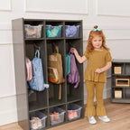 Casier à manteaux 3 sections ECR4Kids Streamline avec rangement à casiers, mobilier de classe
