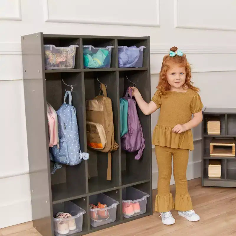 Casier à manteaux 3 sections ECR4Kids Streamline avec rangement à casiers, mobilier de classe