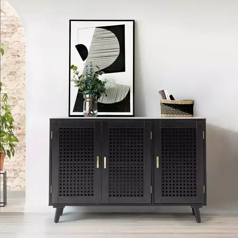 Meuble de rangement Alexis à 3 portes avec motifs en treillis | HULALA HOME