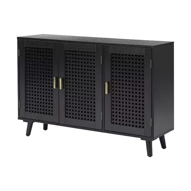 Meuble de rangement Alexis à 3 portes avec motifs en treillis | HULALA HOME