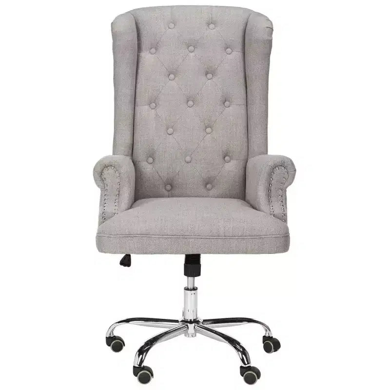 Ian Linen Chrome Leg Swivel Office Chair - Grey/Chrome - Safavieh