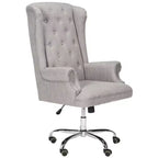 Chaise de bureau pivotante Ian en lin et pieds chromés - Gris/Chromé - Safavieh