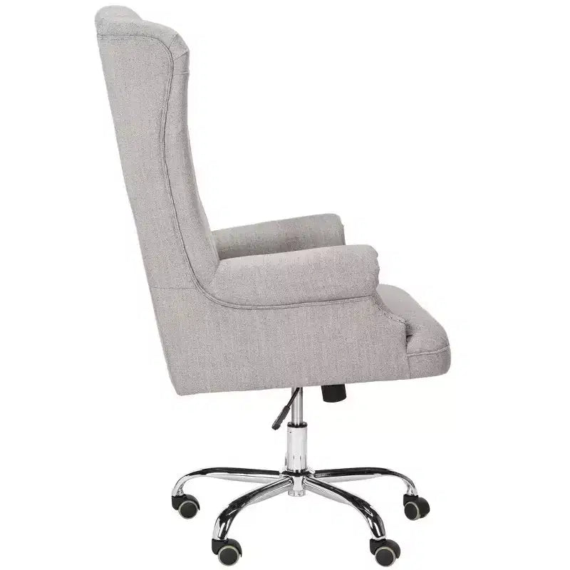 Chaise de bureau pivotante Ian en lin et pieds chromés - Gris/Chromé - Safavieh