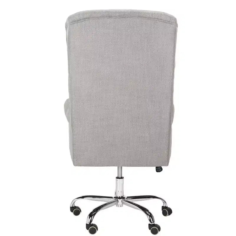 Chaise de bureau pivotante Ian en lin et pieds chromés - Gris/Chromé - Safavieh