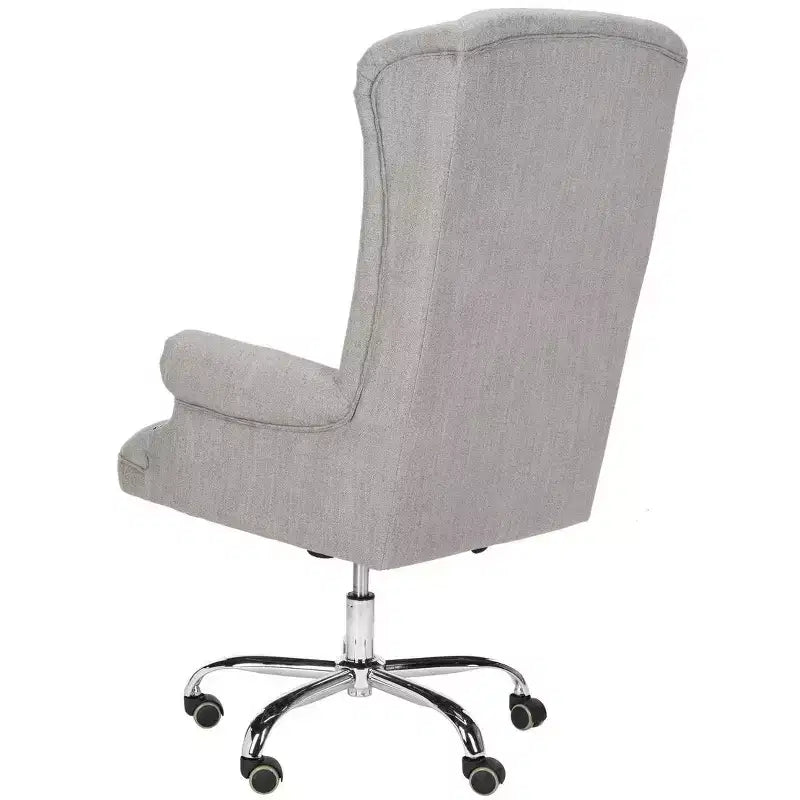 Chaise de bureau pivotante Ian en lin et pieds chromés - Gris/Chromé - Safavieh