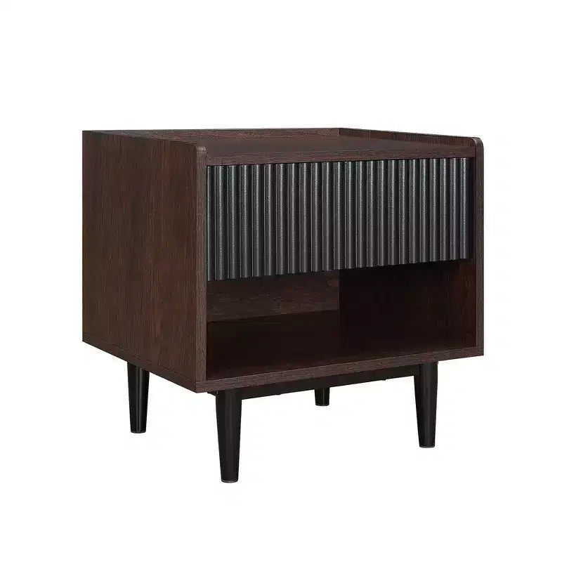 Lot de 2 tables de chevet nervurées modernes Duane avec tiroir - Manhattan Comfort