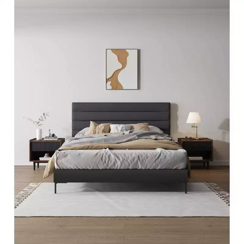 Lot de 2 tables de chevet nervurées modernes Duane avec tiroir - Manhattan Comfort
