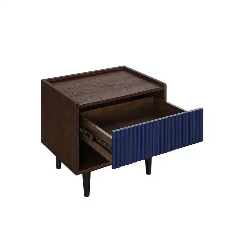 Lot de 2 tables de chevet nervurées modernes Duane avec tiroir - Manhattan Comfort