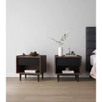 Lot de 2 tables de chevet nervurées modernes Duane avec tiroir - Manhattan Comfort