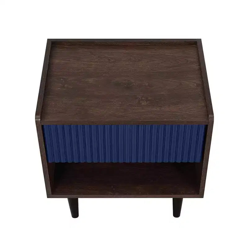 Lot de 2 tables de chevet nervurées modernes Duane avec tiroir - Manhattan Comfort