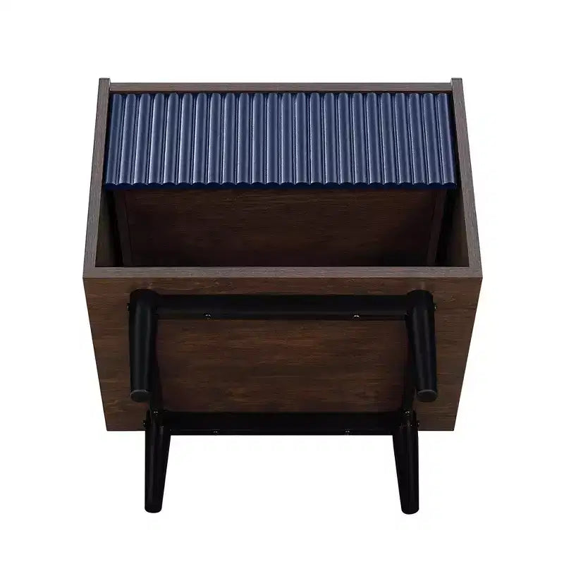 Lot de 2 tables de chevet nervurées modernes Duane avec tiroir - Manhattan Comfort