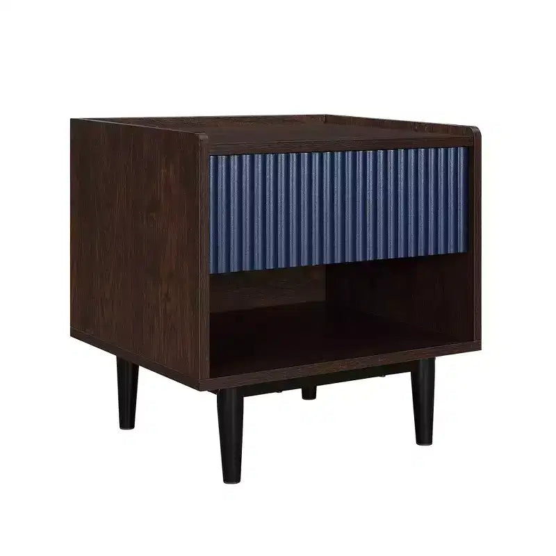 Lot de 2 tables de chevet nervurées modernes Duane avec tiroir - Manhattan Comfort