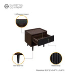 Lot de 2 tables de chevet nervurées modernes Duane avec tiroir - Manhattan Comfort