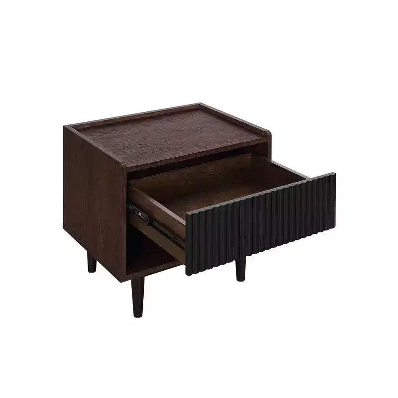 Lot de 2 tables de chevet nervurées modernes Duane avec tiroir - Manhattan Comfort