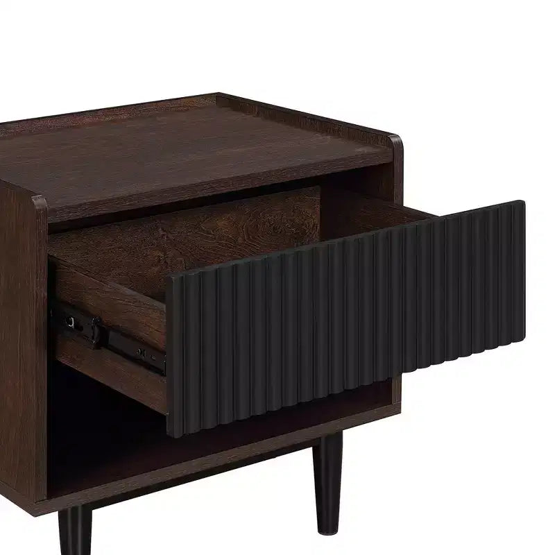 Lot de 2 tables de chevet nervurées modernes Duane avec tiroir - Manhattan Comfort