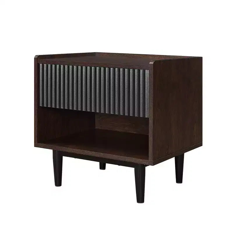 Lot de 2 tables de chevet nervurées modernes Duane avec tiroir - Manhattan Comfort