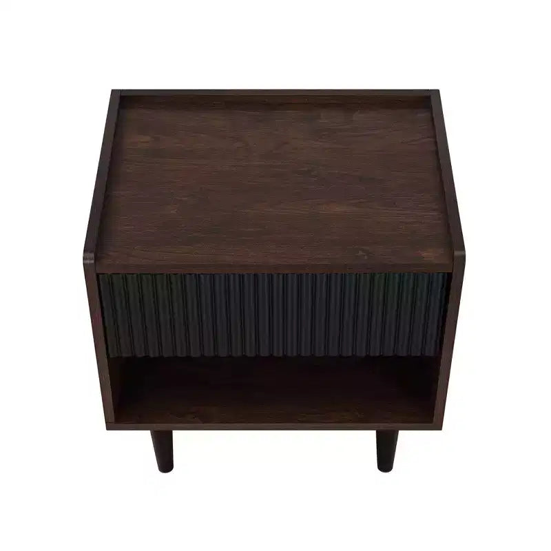 Lot de 2 tables de chevet nervurées modernes Duane avec tiroir - Manhattan Comfort