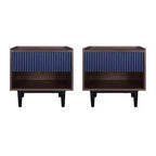 Lot de 2 tables de chevet nervurées modernes Duane avec tiroir - Manhattan Comfort