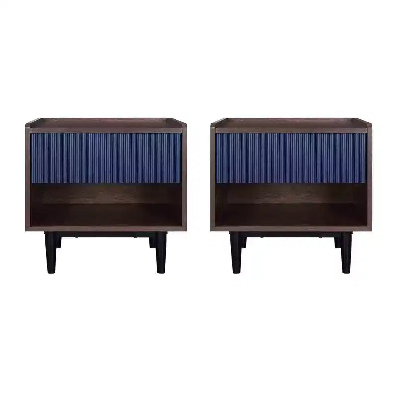 Lot de 2 tables de chevet nervurées modernes Duane avec tiroir - Manhattan Comfort