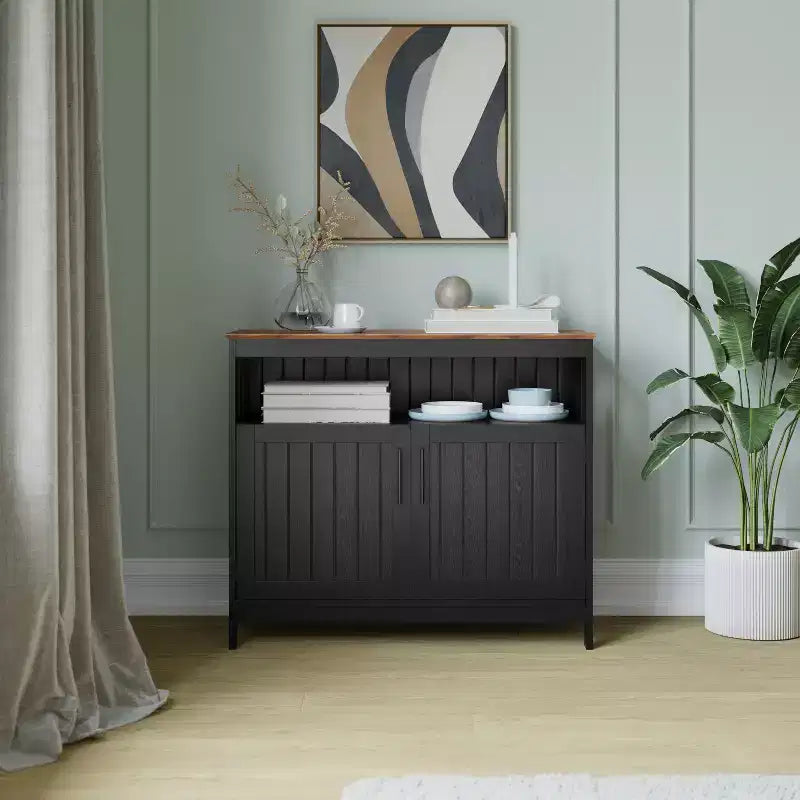 Buffet et console classiques Mayfield de Flash Furniture avec meuble de rangement à double porte et étagère de rangement ouverte