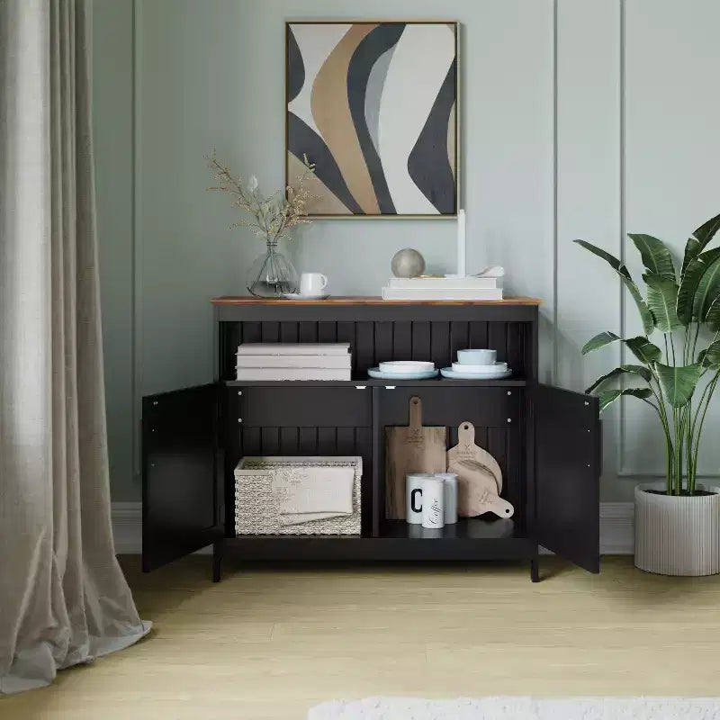 Buffet et console classiques Mayfield de Flash Furniture avec meuble de rangement à double porte et étagère de rangement ouverte