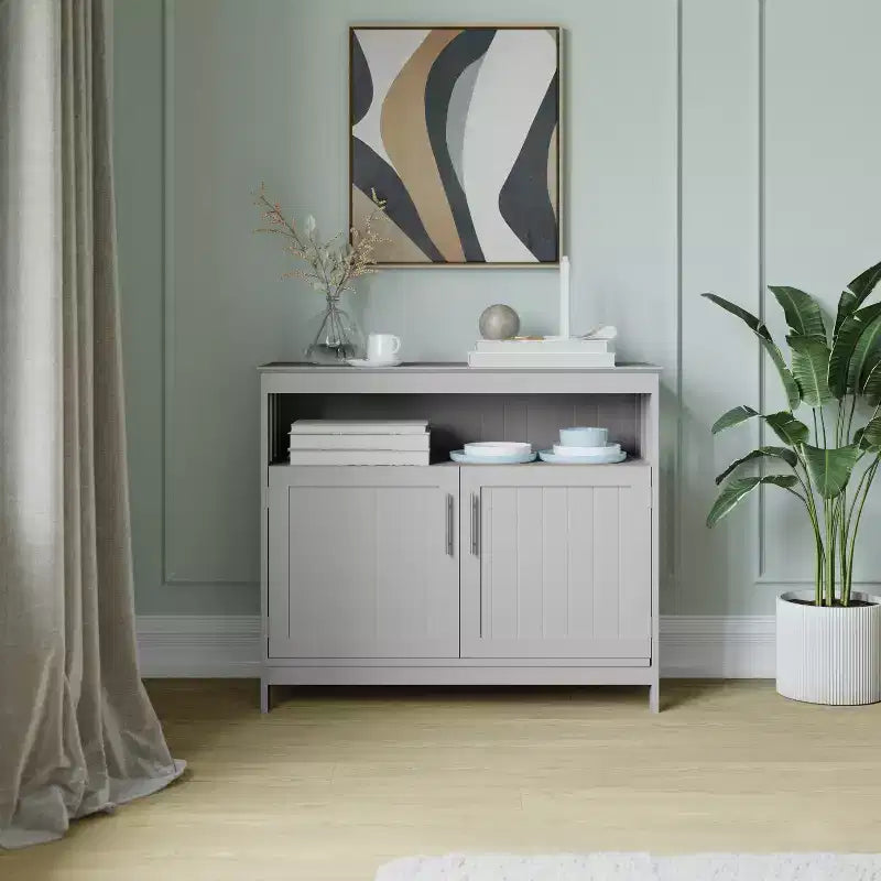 Buffet et console classiques Mayfield de Flash Furniture avec meuble de rangement à double porte et étagère de rangement ouverte