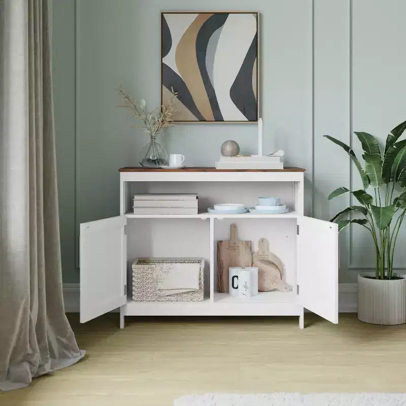 Buffet et console classiques Mayfield de Flash Furniture avec meuble de rangement à double porte et étagère de rangement ouverte