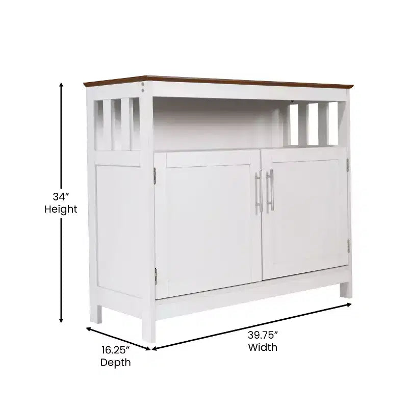 Buffet et console classiques Mayfield de Flash Furniture avec meuble de rangement à double porte et étagère de rangement ouverte