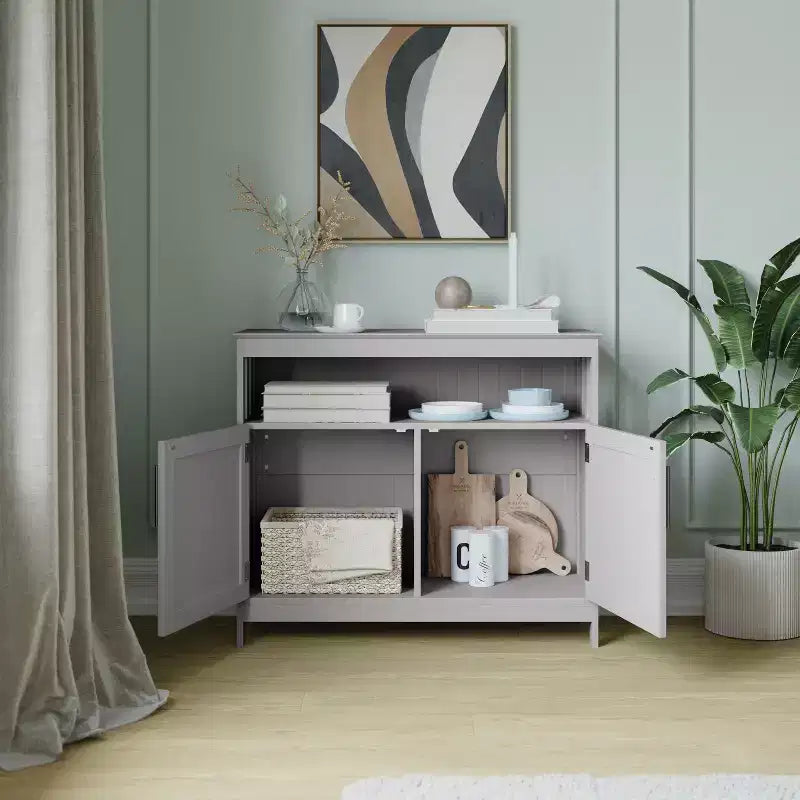 Buffet et console classiques Mayfield de Flash Furniture avec meuble de rangement à double porte et étagère de rangement ouverte