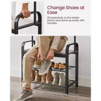 Porte-manteau VASAGLE, Meuble d'entrée avec banc à chaussures Greige et noir