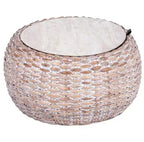 Table basse Klarysa en bois et rotin - Blanc délavé naturel - Safavieh