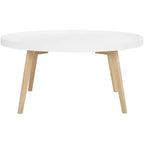 Sage Round Coffee Table - White/Oak - Safavieh
