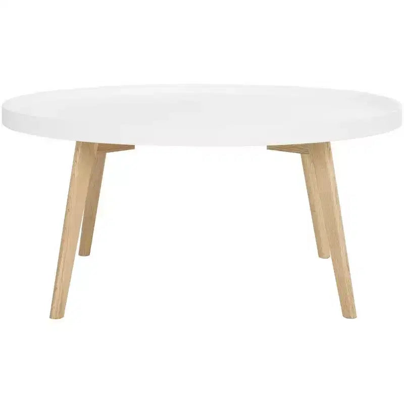 Sage Round Coffee Table - White/Oak - Safavieh